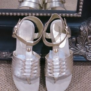 Marc Fisher Gold Leather Weekend Ready Elegant Strappy Sandals - Size 9M